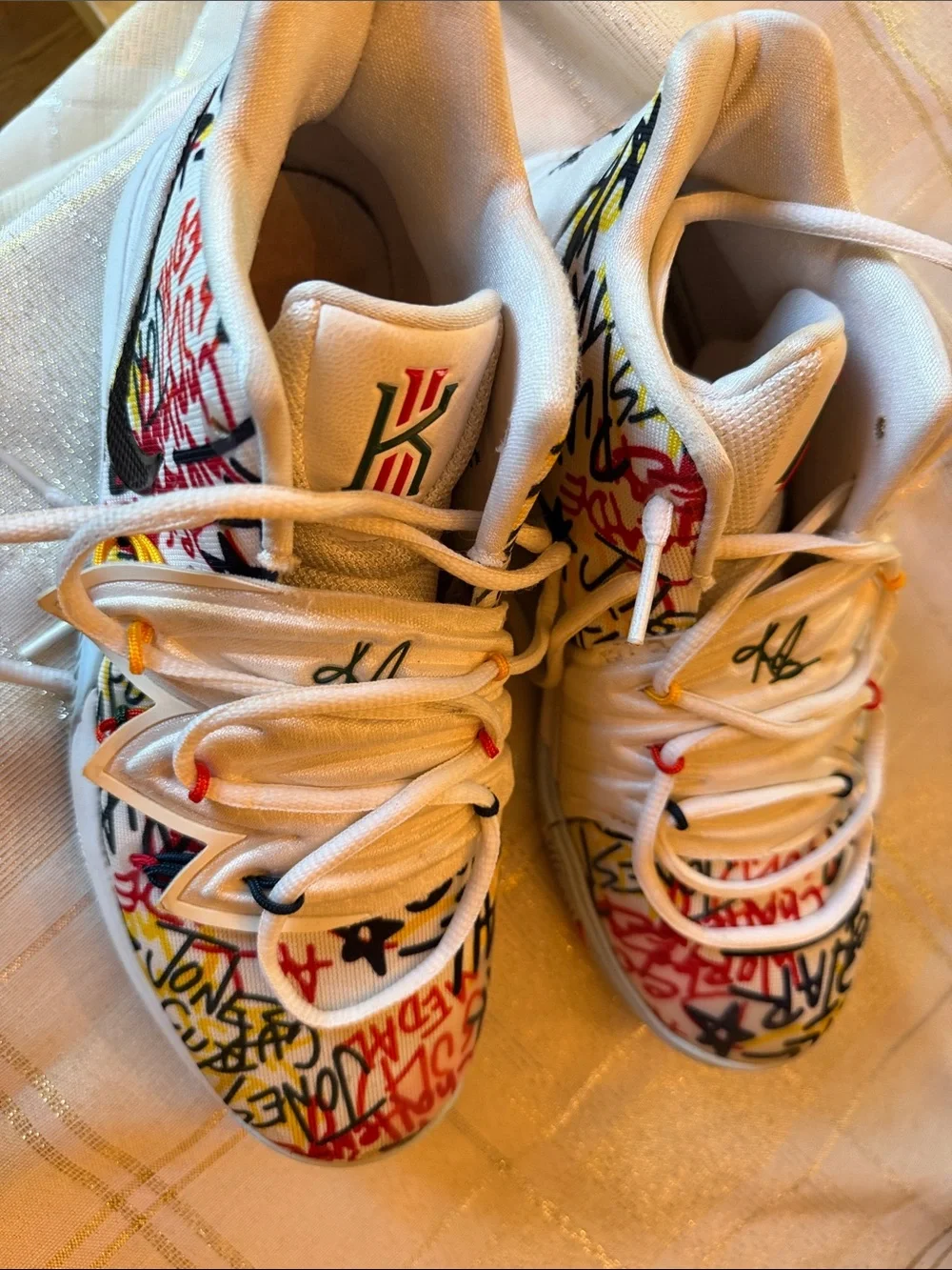 Kids White Nike keep sue fresh Multicolor Graffiti Basketball Shoes
